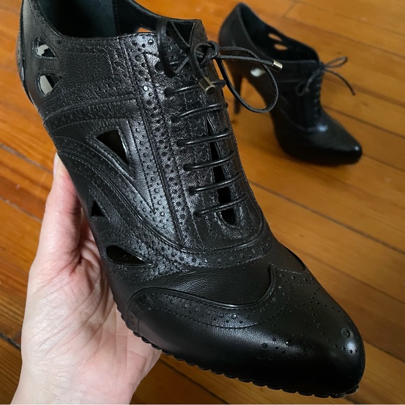 Dior Black Leather Wingtip Oxford Lace Up Bootie - Picture 12 of 14